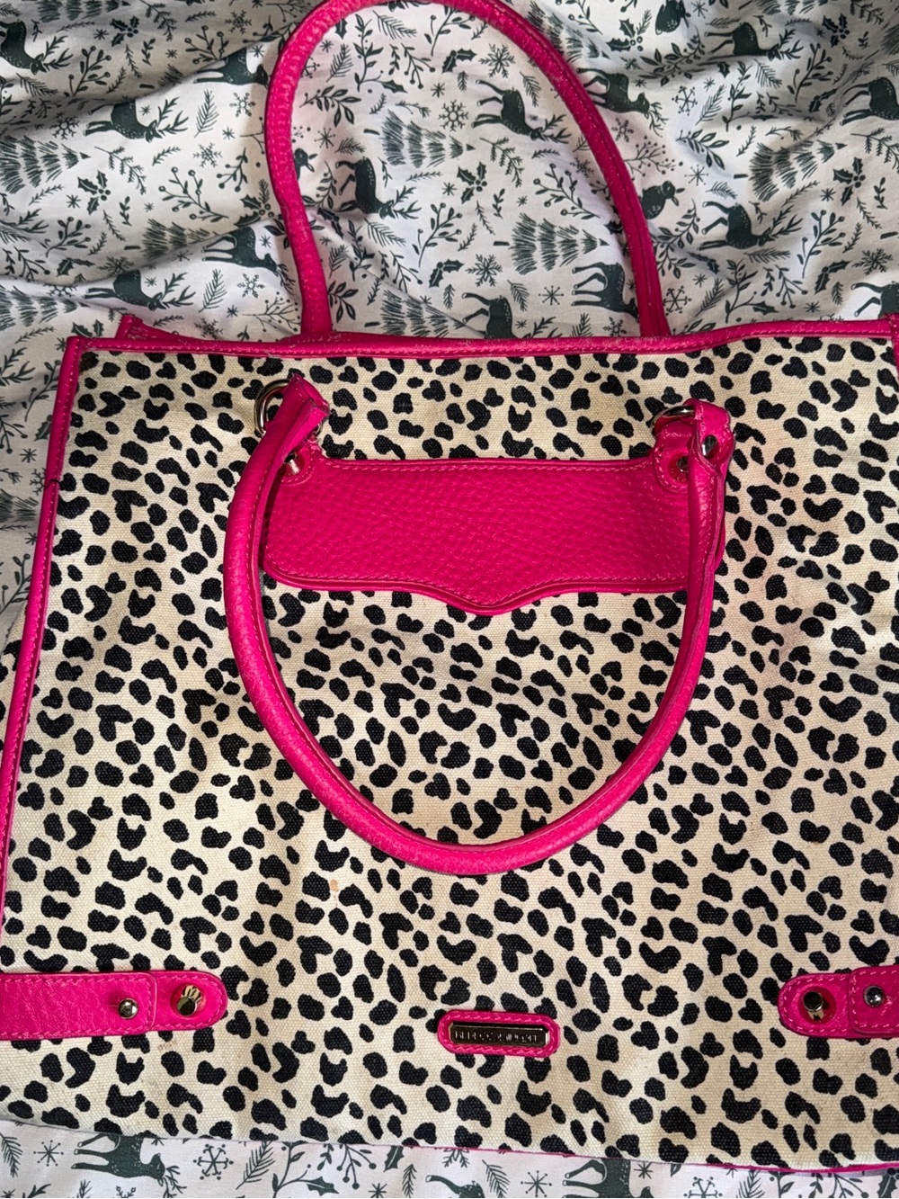 Rebecca Minkoff Leopard Print Tote with Hot Pink Trim